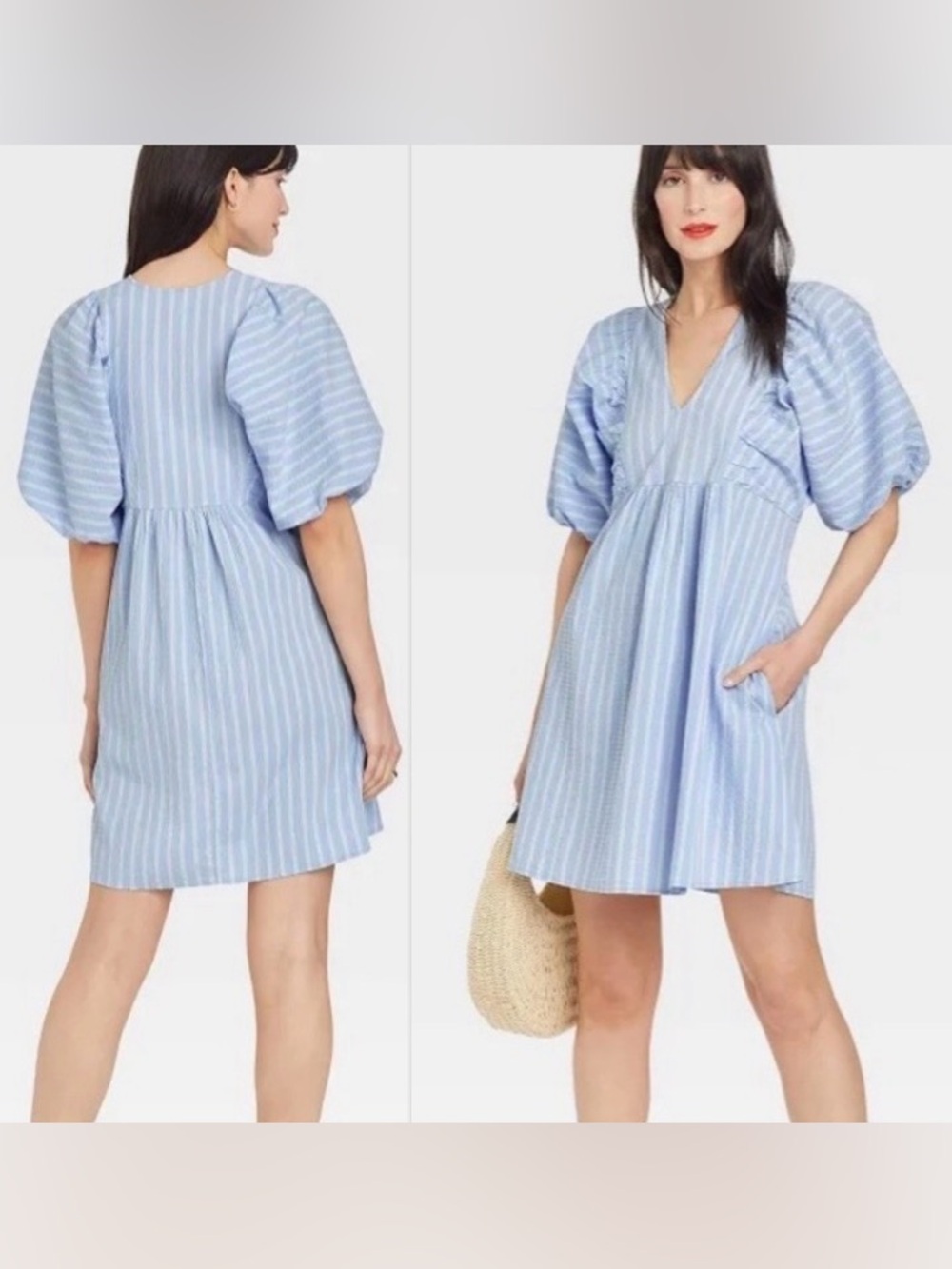 NWT A NewDay Summer Short A-Line Dress Puff Sleeves with Side Pockets M
